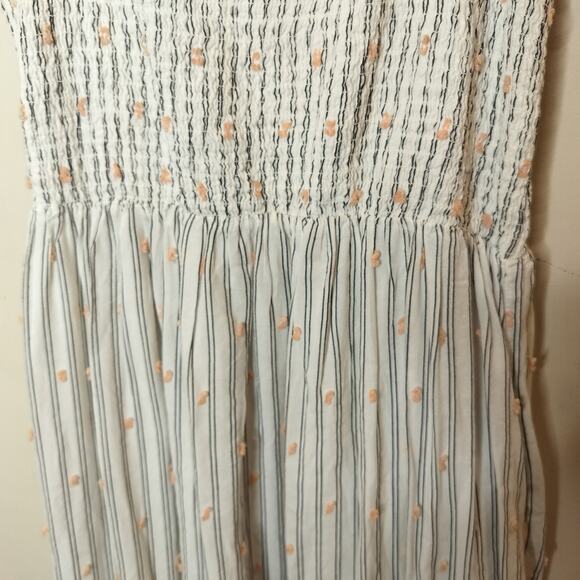 LOFT Midi Dress Striped + Textured Dot Flutter Sleeve - Picture 7 of 10
